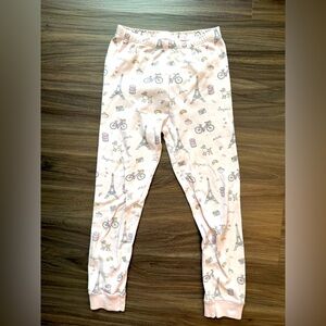 Noomie Paris-Themed Kids Pajama Bottoms in Light Pink 100% Pima Cotton size 7